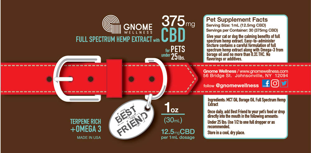 Best Friend Tincture Full Spectrum Hemp Extract with Borage Oil 750MG for Pets over 20 lbs (25mg per 1ml dropper)-GNOME WELLNESS