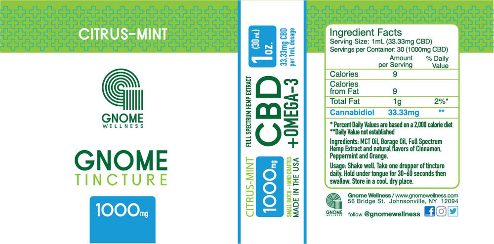 Tincture Full Spectrum Hemp Extract 1000mg 1 oz Citrus Flavor (33.33mg per 1mL 1 dropper)-GNOME WELLNESS