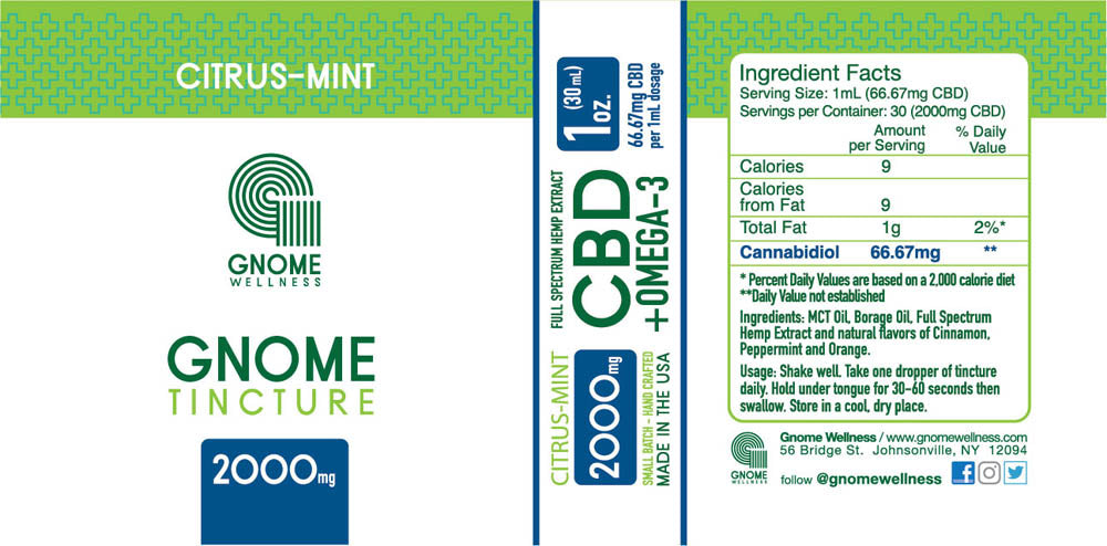 Tincture Full Spectrum Hemp Extract 2000mg 1oz Citrus Flavor (66.67 mg per 1mL 1dropper)-GNOME WELLNESS