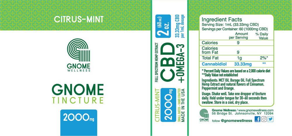 Tincture Full Spectrum Hemp Extract 2000mg 2oz Citrus Flavor (33.33mg per 1mL 1dropper)-GNOME WELLNESS