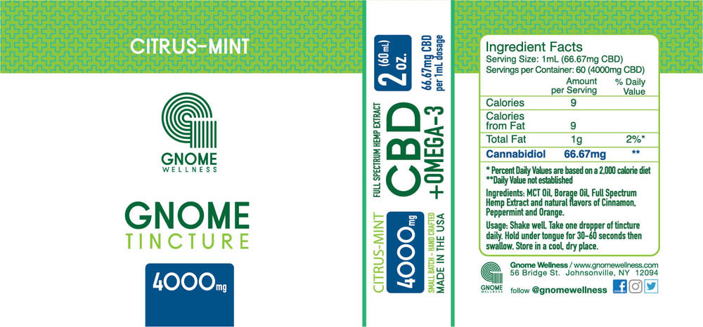 Tincture Full Spectrum Hemp Extract 4000mg 2oz Citrus Flavor (66.67mg per 1mL 1dropper)-GNOME WELLNESS