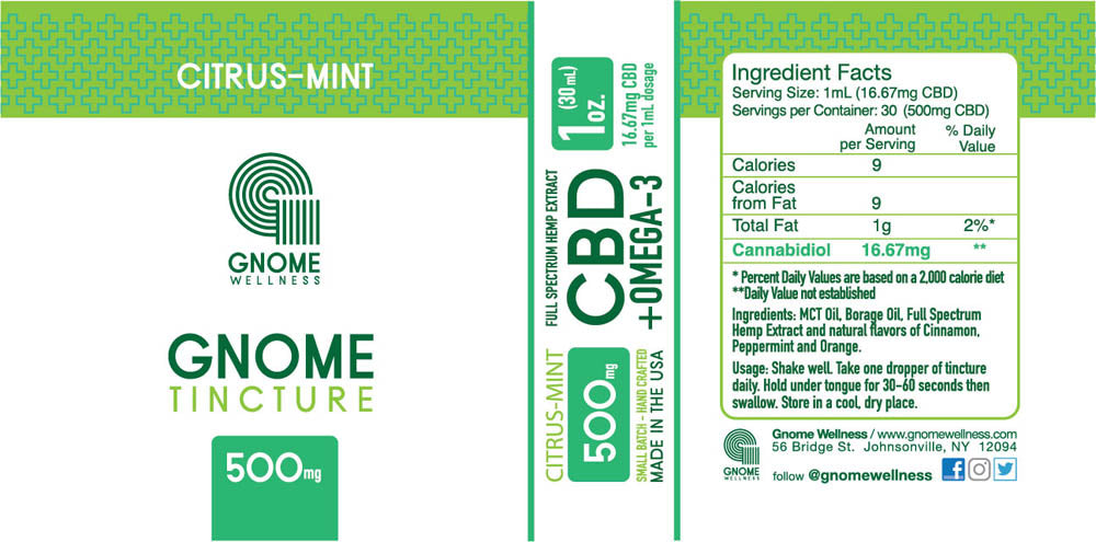 Tincture Full Spectrum Hemp Extract 500mg 1oz Citrus Flavor (16.67mg per 1mL 1 dropper)-GNOME WELLNESS