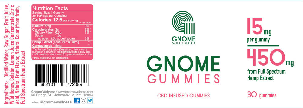 CBD Infused Gummies 450mg CBD from Full Spectrum Hemp Extract (15mg per gummy)-GNOME WELLNESS