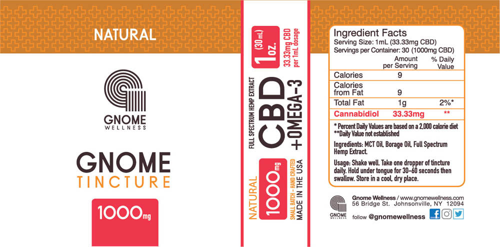Tincture Full Spectrum Hemp Extract 1000mg 1oz Natural Flavor (33.33mg per 1mL 1 dropper)-GNOME WELLNESS