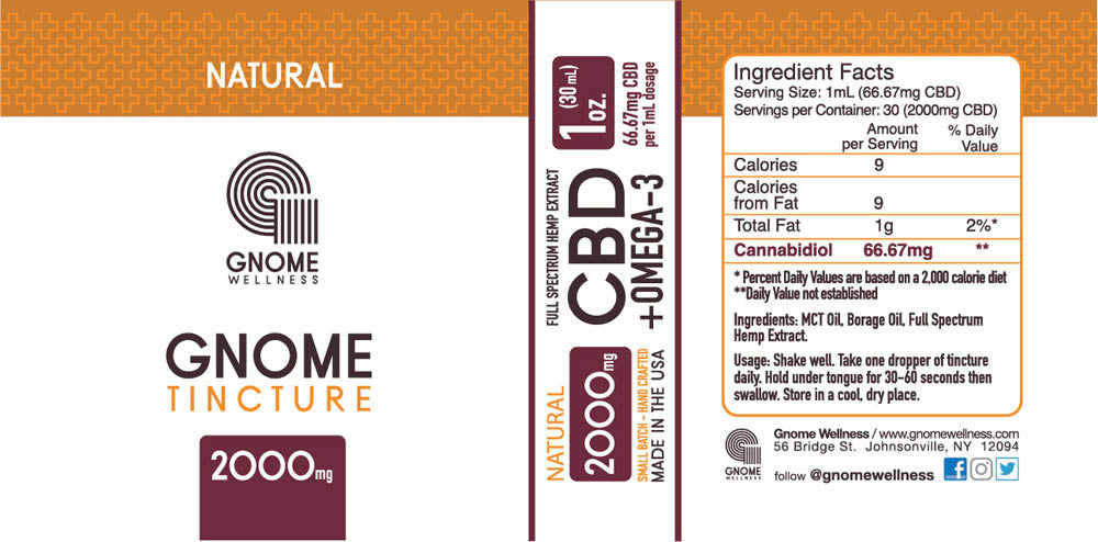 Tincture Full Spectrum Hemp Extract 2000mg 1oz Natural Flavor (66.67mg per 1mL 1dropper)-GNOME WELLNESS