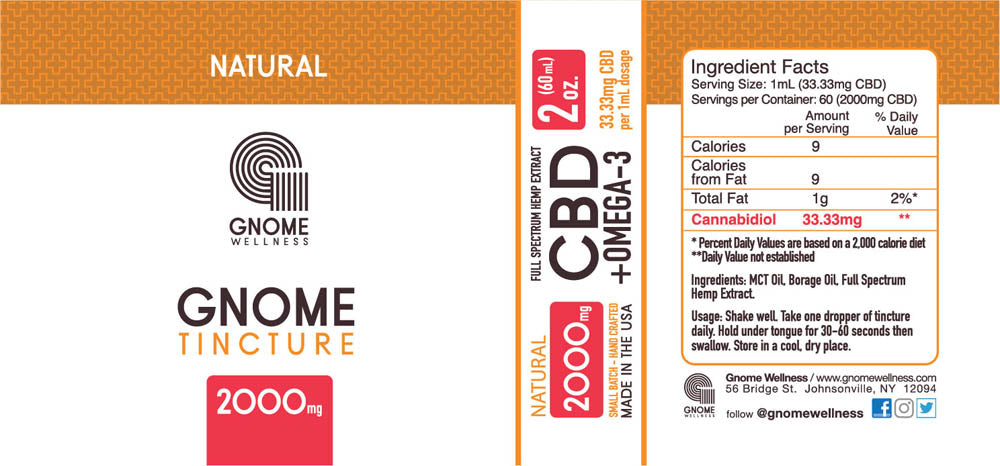 Tincture Full Spectrum Hemp Extract 2000mg 2oz Natural Flavor (33.33mg per 1mL 1dropper)-GNOME WELLNESS