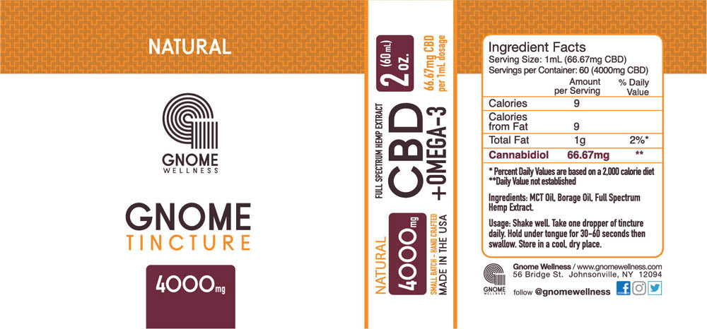 Tincture Full Spectrum Hemp Extract 4000mg 2oz Natural Flavor (66.67mg per 1mL 1dropper)-GNOME WELLNESS