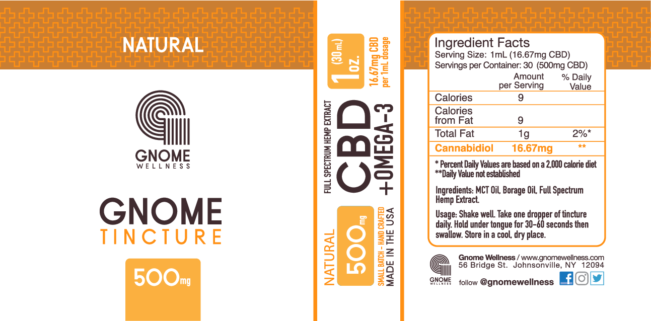 Tincture Full Spectrum Hemp Extract 500mg 1oz Natural Flavor (16.67mg per 1mL 1 dropper)-GNOME WELLNESS