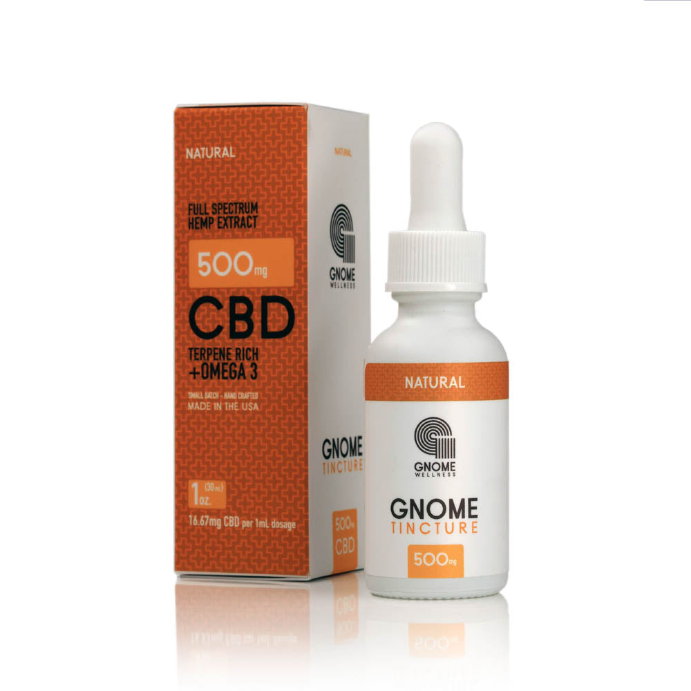 Tincture Full Spectrum Hemp Extract 500mg 1oz Natural Flavor (16.67mg per 1mL 1 dropper)-GNOME WELLNESS