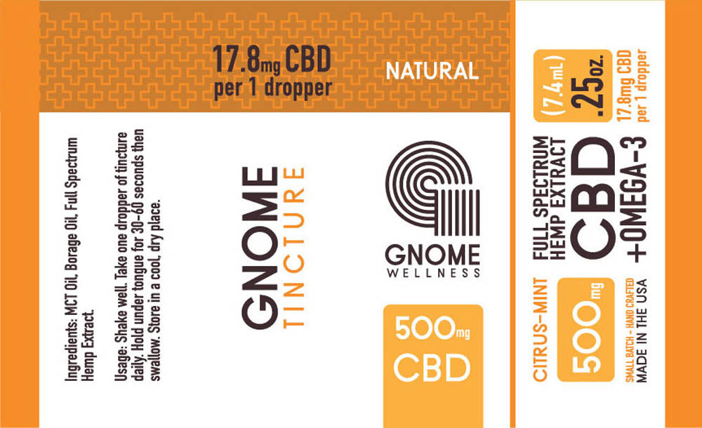 Mini Tincture Full Spectrum Hemp Extract 500MG Natural Flavor (Serving size 1 Dropper =.25ml (17.8mg CBD))-GNOME WELLNESS
