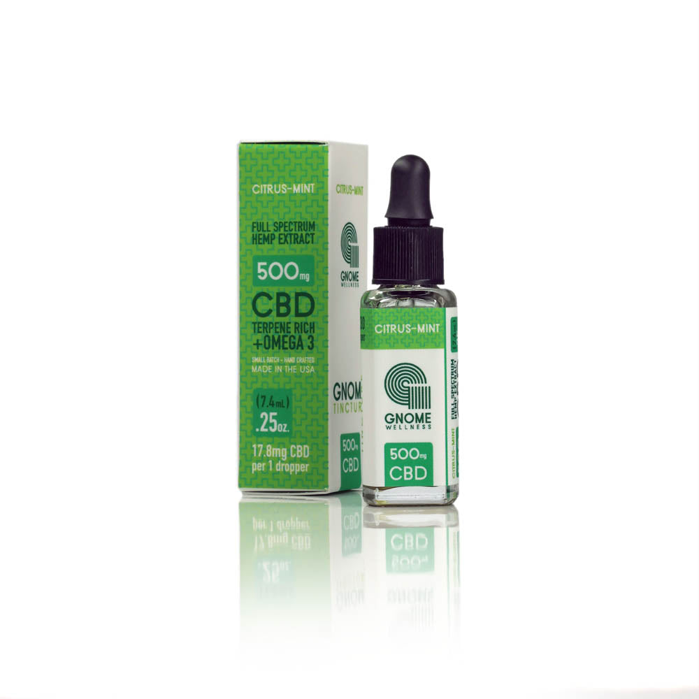 Mini Tincture  Full Spectrum Hemp Extract 500MG Citrus  Flavor Serving size 1 Dropper =.25ml (17.8mg CBD)