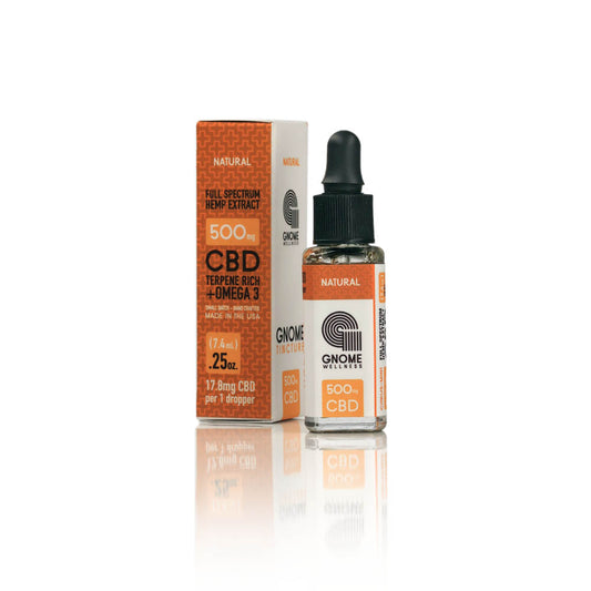 Mini Tincture Full Spectrum Hemp Extract 500MG Natural Flavor (Serving size 1 Dropper =.25ml (17.8mg CBD))-GNOME WELLNESS